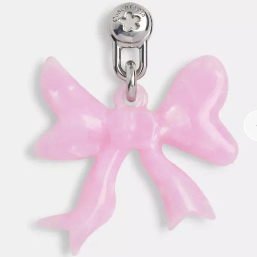 Coach Bow Bag Charm OS Pink New CBU96 Acrylic Screwback Accessory